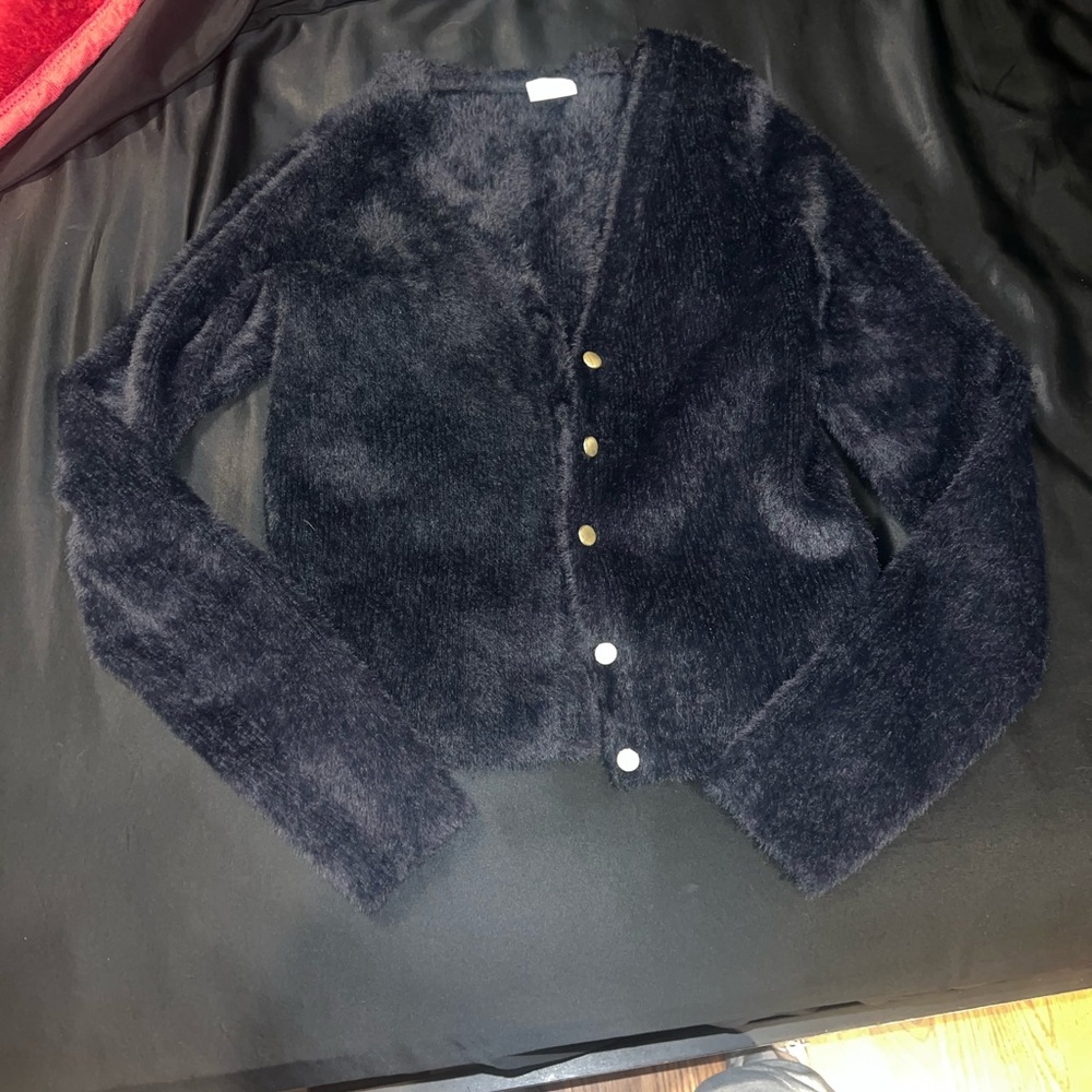Abercrombie & Fitch Soft AF Collection Eyelash Black Cardigan Size M